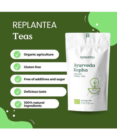 Ayurveda Tea Kapha Organic 100g (50 Cups) | Herbal Loose Leaf Tea with Ginger Lemon Liquorice Cinnamon Lemongrass REPLANTEA - Buy Online on GoSupps.com