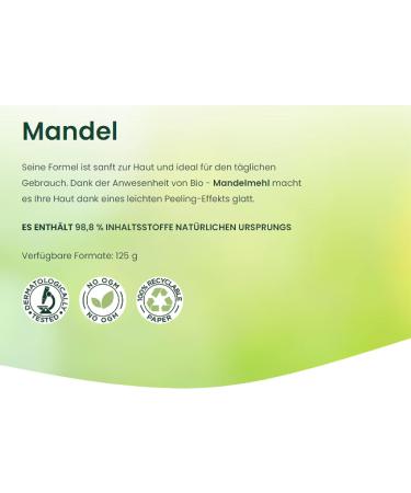 Felce Azzurra Organic Almond Soap - Gentle and Nourishing Soap with Organic Almond Flour for a Fine Exfoliating Effect - Dermatologically Tested - 1 Pack (1 x 125 g) - Buy Online on GoSupps.com