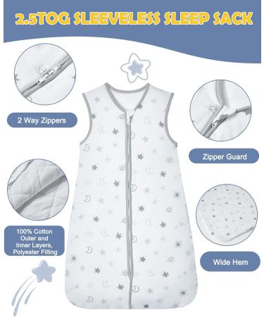 18-36 Months Lictin Baby Sleeping Bag - 100% Cotton, TOG 2.5, Sleeveless Sleep Sack with Long-Sleeve Onesie - All-Season Unisex Swaddle Wearable Blanket - Buy Online on GoSupps.com