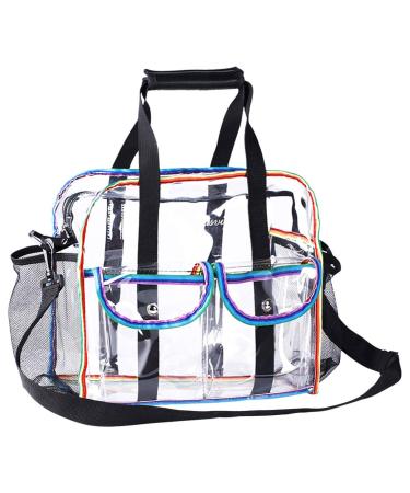 MOFASVIGI Clear Bag Stadium Approved Transparent Waterproof Tote Bags for School Concerts Travel Rainbow