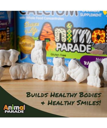 NaturesPlus Animal Parade Calcium Kids Chewable - Natural Vanilla Flavour - Vegan Gluten-Free - 90 Animal Shaped Tablets - Buy Online on GoSupps.com