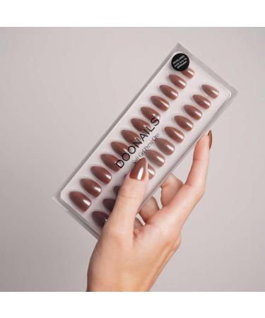 Doonails Press On Nails - 30 Set Glazed Chocolate Almond - Salon Quality Full Cover Fake Nails - Soft Gel Short Natural Almond Design - Buy Online on GoSupps.com