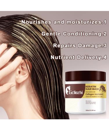 Collagen Hair Treatment - 500ml Keratin & Coconut Oil Deep Repair Mask for Damaged Curly or Straight Hair - Buy Online on GoSupps.com