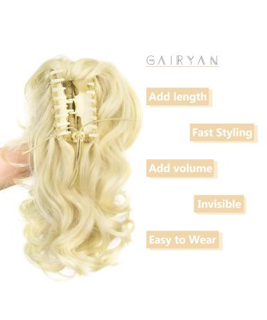 Gairyan 30cm Bleached Blonde Curly Ponytail Hair Extensions | Claw Clip Synthetic Wavy Braid for Women - Buy Online on GoSupps.com