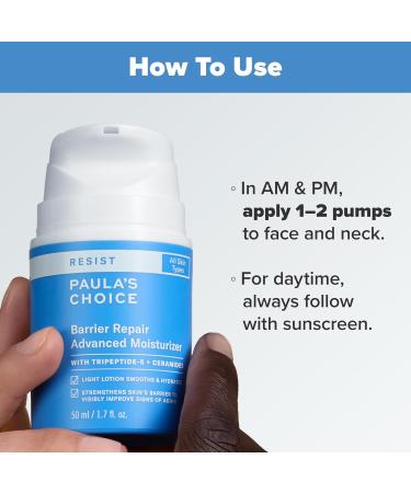 Paula's Choice RESIST Barrier Repair Advanced Face Moisturizer with Ceramides Peptides Deep Hydration Face Cream for Wrinkles Anti-Aging for All Skin Types Fragrance-Free 1.7 Fl Oz - Buy Online on GoSupps.com
