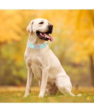 Unique Style Paws Summer Dog Collars - Green College & Linen with White Flower Design for Small Medium & Large Dogs - Buy Online on GoSupps.com