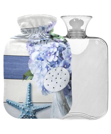 Naanle hot hot water bottle with reference hortanges flower transparent hot water bottle 2l large hot hot water bottle for bed hand feet warmer pain relief hot and cold