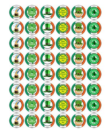 48x ST PATRICKS DAY EDIBLE PREMIUM CUPCAKE CAKE TOPPERS IRISH IRELAND D1
