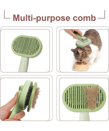 Self-Cleaning Cat Brush | Long & Short Hair Pet Brush for Loose Fur & Dirt | Green Color - Buy Online on GoSupps.com