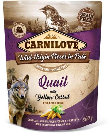 Carnilove Quail with Yellow Carrot | Pack of 3 | 3 x 300 g | Wet Food for Adult Dogs | Quail with Yellow Carrot | Grain Free | 85% Meat and Offal - Buy Online on GoSupps.com