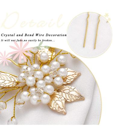 Leaf Bridal Wedding Hair Pins - Set of 3 Gold Hair Accessories for Women and Girls - Buy Online on GoSupps.com