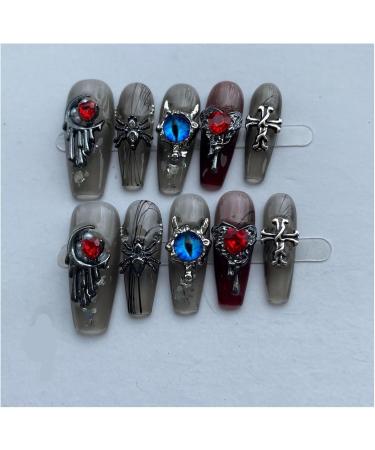 Evil Eye Nail Ornament 3D Alloy Spider Cross Moon Heart Nail Jewel with Rhinrhino Black Red Halloween Nail ornament Retro Gothic for DIY nail art nail decoration(Large) - Buy Online on GoSupps.com