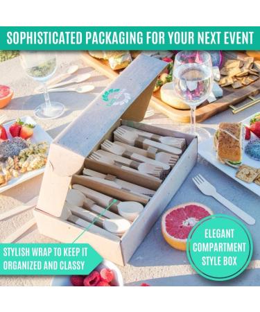 EarthClusive 100% Compostable Wooden Cutlery Set - 300 Pieces | Biodegradable Disposable Utensils for Party, Camping, & More - Buy Online on GoSupps.com