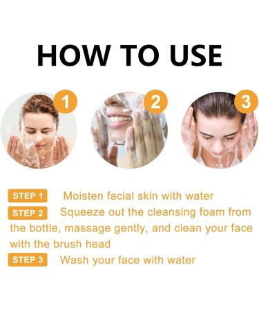 Facial Cleanser C10 Vitamin Face Wash for Gently Cleaning Pores Exfoliate Hyaluronic Acid Brightening Foaming Face Wash Daily Makeup Cleansing Mousse Deep Cleaning Rich Foam & Soft Brush Head - Buy Online on GoSupps.com