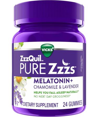 ZzzQuil PURE Zzzs Melatonin Gummies Sleep Aid Melatonin 2mg with Chamomile & Lavender Melatonin Sleep Gummies Sleep Aids for Adults Wildberry Vanilla Flavored 24 Sleep Gummies Wildberry Vanilla 24 count (Pack of 1) - Buy Online on GoSupps.com