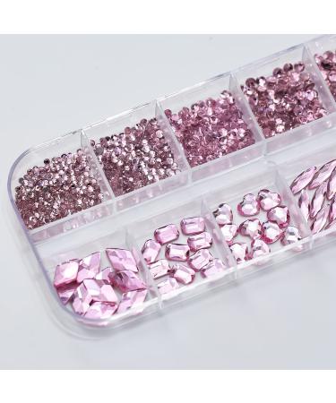 Doyizz Pink Crystal Nail Art Rhinestones - 3D Multi Shapes Flatback Gems for Nail Design & Crafts - Buy Online on GoSupps.com