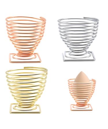 Caili 3 colors make-up sponge holder cosmetics puff display stand bracket for make-up sponges for storage presentation for drying (gold + silver + red gold)