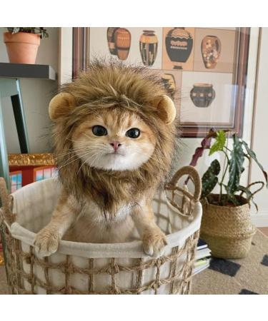 Khsgewr Lion Costume for Small Dogs & Cats | Halloween Lion Mane Headgear with Ears | Pet Costume for Parties - Neck Size 26-32 cm - Buy Online on GoSupps.com