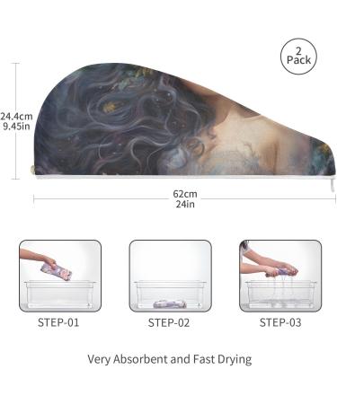 Beautiful Flowers Hair Towel 2 Pack | Super Absorbent Quick Dry Turbans for Women & Girls - Buy Online on GoSupps.com