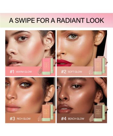Highlighter Makeup Stick - Waterproof Glitter Cream Highlighter - Bronzer Contour Face Makeup - Long-lasting 3-in-1 Multi Uses for Face Body Eyeshadow (1#warm glow) 1#warm glow 1 g (Pack of 1) - Buy Online on GoSupps.com
