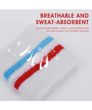Yolev Striped Welding Band Set | Sports Headband & Bracelets for Men & Women - Red Blue White - Buy Online on GoSupps.com