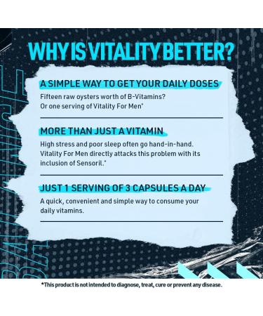 Blue Star Nutraceuticals VITALITY FOR MEN - Multivitamin & Mineral formula for Men who workout w/Ashwagandha and B-vitamins - Energy You ll Notice - 90 Veggie Capsules - Buy Online on GoSupps.com
