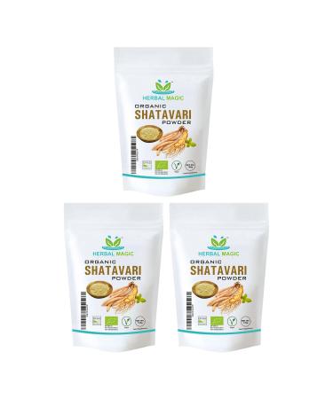 Herbal Magic's Organic Shatavari Root Powder(Asparagus racemosus)-Prized Herb in Ayurveda-Plant of 100 Roots superfood Combi with Milk& Honey - Free from Fillers&Preservatives-300g Shatavari Root Powder 300.00 g (Pack of 1)