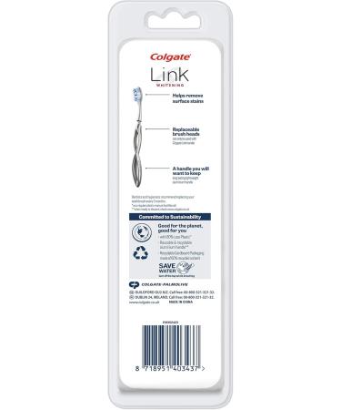 Colgate Link Manual Toothbrush Whitening Starter Kit - Premium Aluminum Handle & 2 Replacement Brush Heads | Eco-Friendly Silver Stain Removal Technology | 80% Less Plastic - Buy Online on GoSupps.com