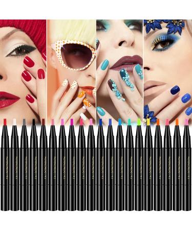 20 Colors Nail Pen 8ml - Quick Dry, Long Lasting, Waterproof DIY Nail Art Pen for Abstract Lines, Dotting, and Floral Design - One Size - Buy Online on GoSupps.com