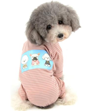 Ranphy Cotton Striped Pajamas for Small Dogs - Cartoon Hoodie Jumpsuit & Pet Coat for XX-Large Dogs (Pink) - Buy Online on GoSupps.com