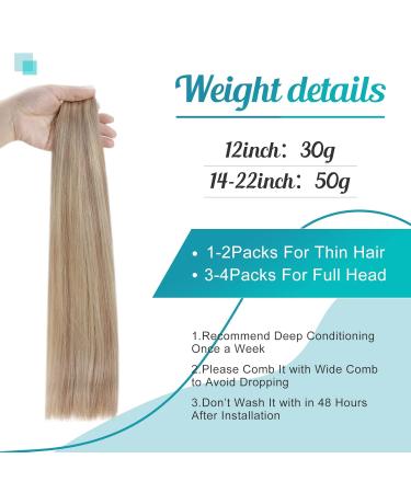 FSHINE Tape Extensions - Real Hair 50g 35cm Ash Blond Highlight - Invisible Hair Tape Extensions #18P613 - 20 Pieces Straight Hair - Buy Online on GoSupps.com