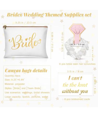 24 Pcs Team Bride Bridesmaid Gift Set - Bachelorette Party Favor, Wedding Supplies - 8 Makeup Bags, 8 Scrunchies, 8 Cards (Sweet Colors, Classic Style) - Buy Online on GoSupps.com