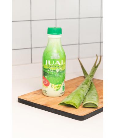 JUAL 100% Pure Organic Aloe Vera Juice Zero Sugar, Aloin-Free Natural Flavor Vegan Detox Functional Beverage 16.7 Fl Oz (500ml) Natural 16.7 Fl Oz (Pack of 1)