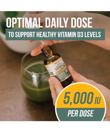 Plant-D3 Organic Vitamin D3 5000 IU Sublingual Liquid Drops - Vegan & High Absorption - 100% Plant-Based Cholecalciferol - Adjustable Dosing - 1oz Bottle - Buy Online on GoSupps.com