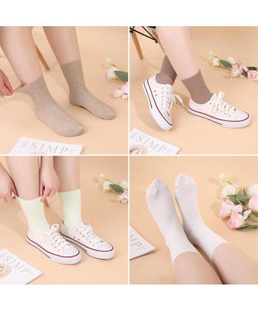 Yamitora Women's Crew Socks - Cute & Comfortable Cotton Knit for Spring Summer & Autumn - 4 Pairs of Aesthetic Sports Socks - Buy Online on GoSupps.com