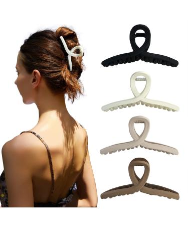 Venhay 4.3 Inch Hair Claw Clips Large No Slip Big Matte Jaw Butterfly Clip for Thin Fine Medium Thick Hair Women and Girls 4 Pack Cross