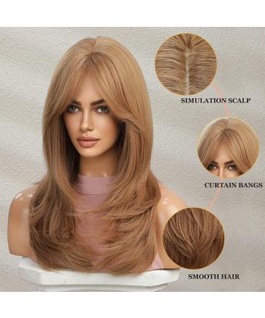 Esmee Long Straight Strawberry Blonde Wig | Layered Synthetic Hair with Fringe for Women - 20 Inch | Perfect for Daily Wear, Parties, and Cosplay - Buy Online on GoSupps.com