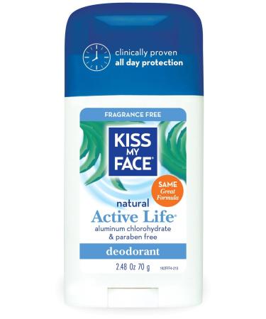 Kiss My Face Aluminum & Paraben Free Active Life Deodorant Stick  Fragrance Free - 2.48 oz