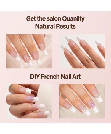 Vansiho French Gel Nail Tips - 150Pcs Long Square Press-On Nails | Pre-French 3-in-1 Gel Tips for DIY Nail Art | 15 Sizes - Buy Online on GoSupps.com
