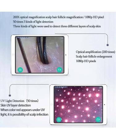 Analyseur de Poils de Peau d tecteur de follicules pileux du Cuir chevelu sans Fil Objectif 50x/200x pour Salon de beaut Domicile Centre de Soins capillaires - Buy Online on GoSupps.com