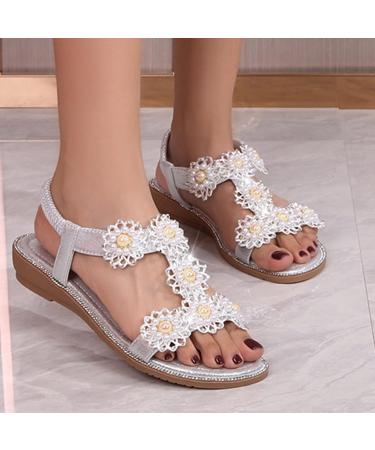 Buy XTZYGLFD Women's Silver Wedge Heel Sandals - Trendy Summer Flip-Flops Buckle Size 11 (UK 7) - Stylish Women's Fashion Shoes - Buy Online on GoSupps.com