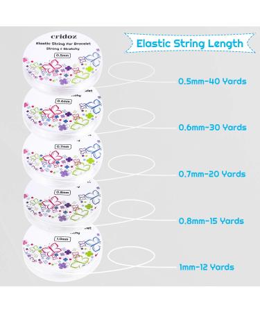 Stretchy String for Bracelets, Cridoz 5 Rolls Clear Elastic String Stretch  Cord Jewelry Bead Bracelet String with 2 Pcs Beading Needles for Seed  Beads, Pony Beads, Bracelets and Jewelry Making (Assort