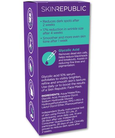 Skin Republic Glycolic Acid 10% Exfoliating Serum to visibly brighten refine tone and smooth skin texture (30ml) - Buy Online on GoSupps.com
