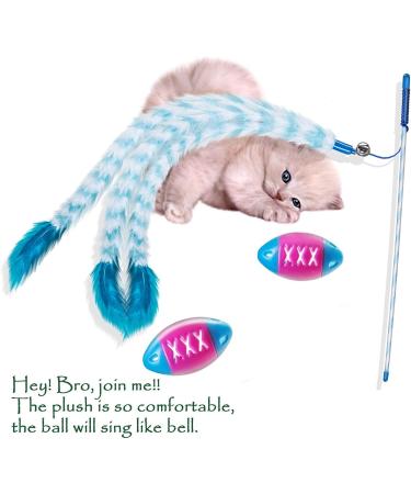 Sitrda (1 set) Pet Cat Toys Birds Flying Feather Plush Cat Teaser Toys with 2 Bell Ball - Buy Online on GoSupps.com