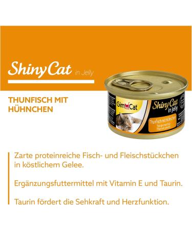 Gimcat Shinycat in Jelly Tuna & Chicken - Premium Wet Cat Food (24 x 70g) with Fish & Taurine - International Shipping Available - Buy Online on GoSupps.com