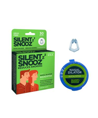 Silent Snooz Eucalyptus Sleep Aid Natural Snoring Relief | Anti-Snoring Nose Clip with Nasal Dilator | Stop Snoring Device for Men & Women | Effective Air Intake Tool | Reusable (30 Uses)