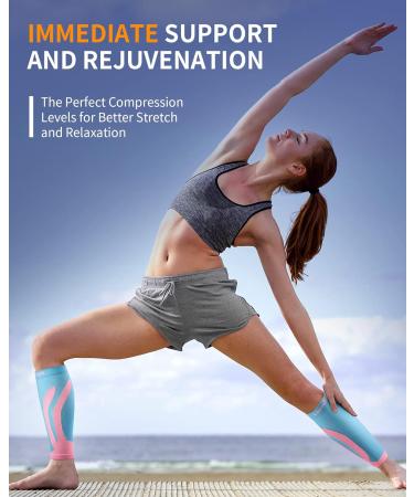 Cambivo Calf Bandage & Compression Socks for Men & Women - Sports Support Stockings for Running Football & Swelling Relief - S-M Blue/Pink - Buy Online on GoSupps.com
