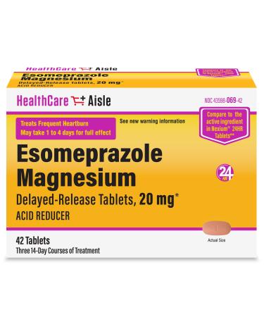 HealthCareAisle Esomeprazole Magnesium Delayed-Release Tablets 20mg - 42 Count - Acid Reducer Provides Heartburn Relief