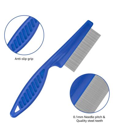 BENSEAO Flea Comb for Cats & Dogs - Metal Teeth for Effective Grooming & Lice Removal - Durable & Easy to Use - Includes Storage Pouch - 3 Piece Set in Blue - Buy Online on GoSupps.com