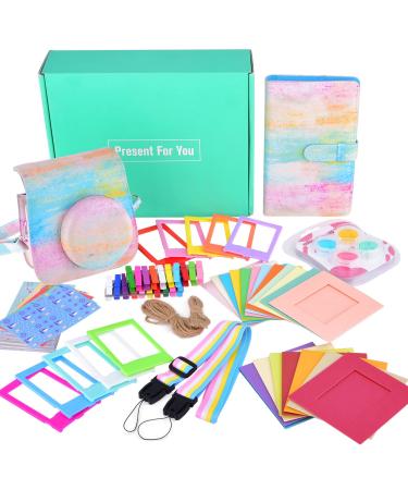 Sunmns Accessories Bundle Kit Set Compatible with Fujifilm Instax Mini 11 Instant Camera, Accessory Include Case, Album, Film Stickers, Desk Frames, Paper Frame, Filters, Strap (Rainbow)